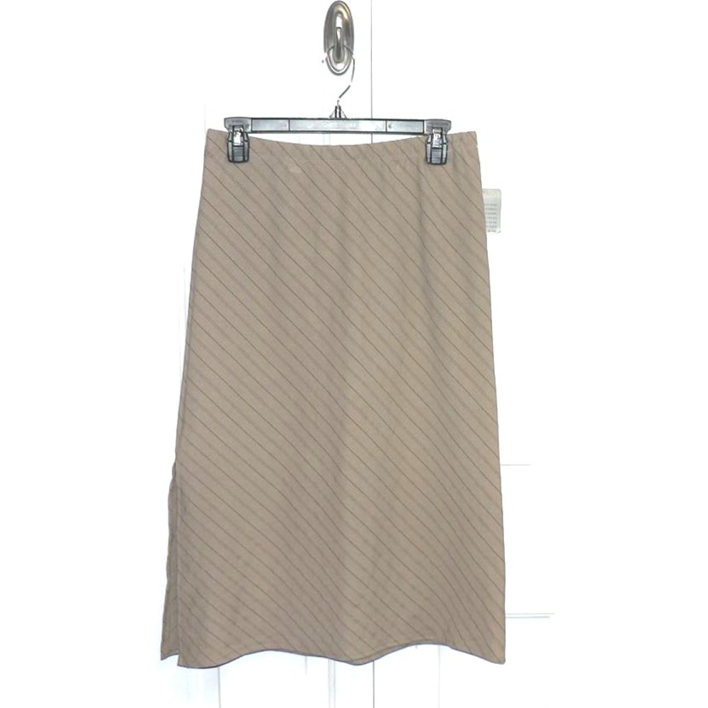 Forgotten Grace Women's Elastic Waist Slit Striped A-Line Skirt Taupe/Black MD